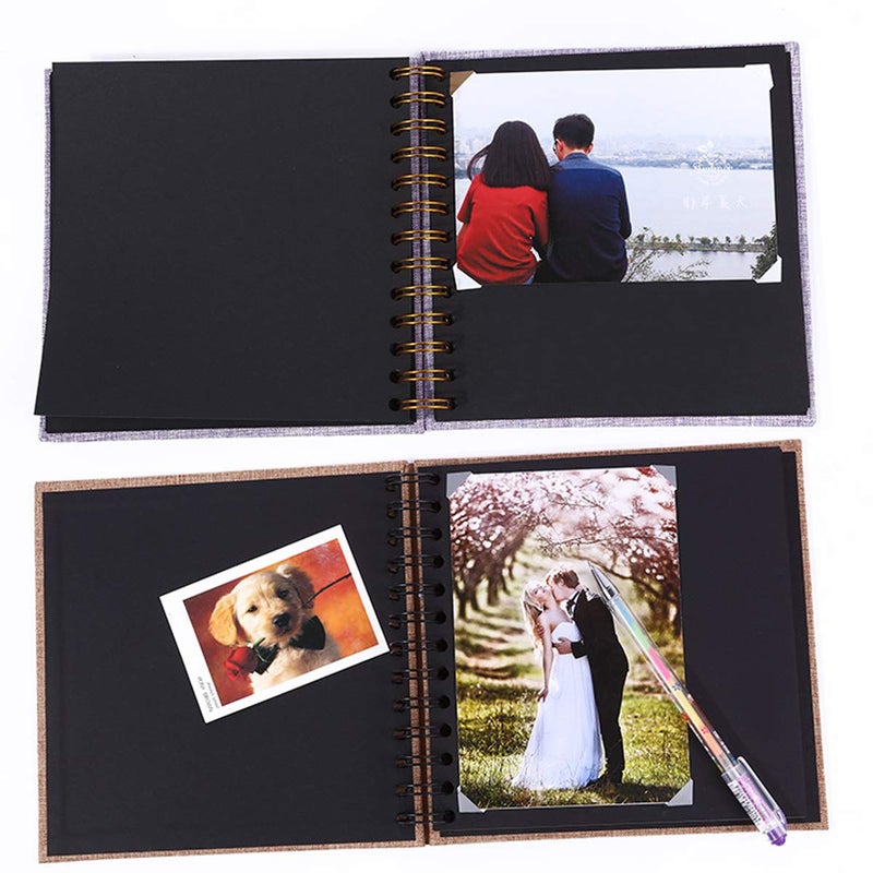 Enyuwlcm Linen Hardcover Small Scrapbook with Black Pages 4 x 6 Handmade Photo Album DIY Album Book Suitable for School Kids Boy 40 Pages Coffee - Image 5